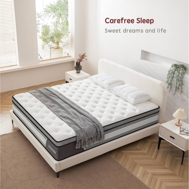 Full Mattress, 12" Innerspring Hybrid Mattress w/ Gel Memory Foam